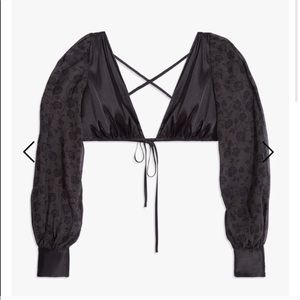 Danielle Bernstein puff sleeve tie back top